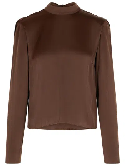 Rotate Birger Christensen 'bowina' Brown Polyester Blouse In Brown