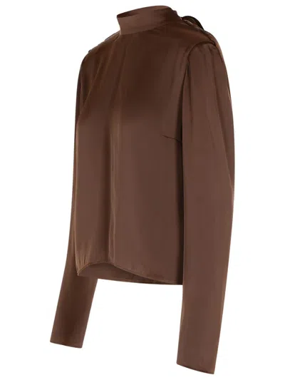 Rotate Birger Christensen 'bowina' Brown Polyester Blouse In Brown