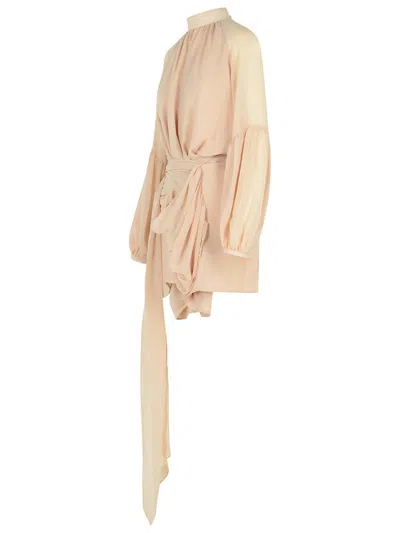 Rotate Birger Christensen 'joan' Hazelnut Polyester Dress In Neutral
