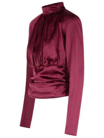 Rotate Birger Christensen Rotate Satin Blouse In Red