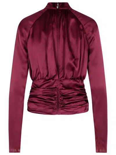 Rotate Birger Christensen Rotate Satin Blouse In Red