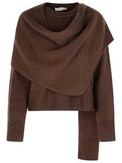 Simkhai Womens Chocolate Elson Round-neck Wool And Cashmere-blend Scarf Jumper Xs In Brown