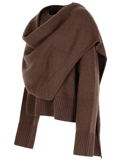 Simkhai Womens Chocolate Elson Round-neck Wool And Cashmere-blend Scarf Jumper Xs In Brown