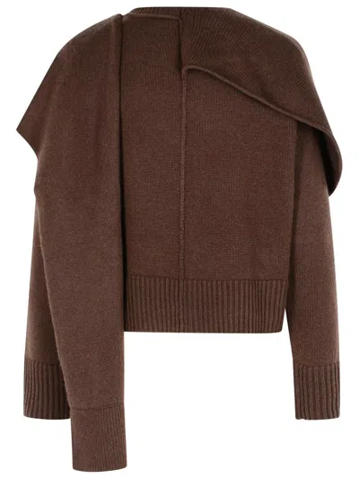 Simkhai Womens Chocolate Elson Round-neck Wool And Cashmere-blend Scarf Jumper Xs In Brown