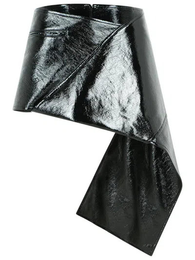 Courrèges Asymmetric High Waist Mini Skirt In Black