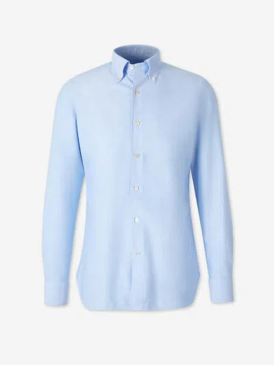 Luigi Borrelli Solid Cotton Shirt In Blue