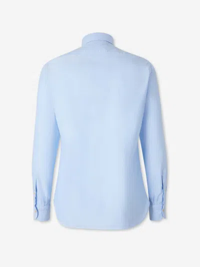 Luigi Borrelli Solid Cotton Shirt In Blue