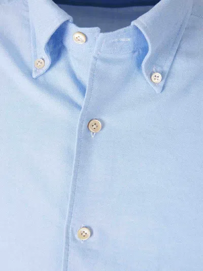 Luigi Borrelli Solid Cotton Shirt In Blue