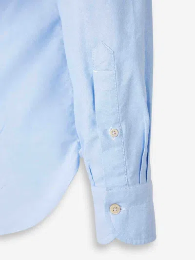 Luigi Borrelli Solid Cotton Shirt In Blue