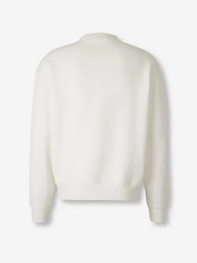 Palm Angels White Cotton Sweatshirt In Gray
