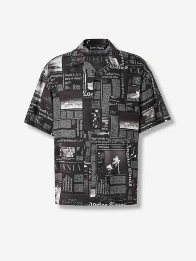 Palm Angels T-shirt With Newspaper Motif In Multi