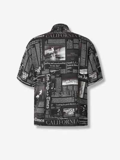 Palm Angels T-shirt With Newspaper Motif In Multi