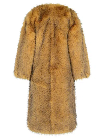 Rotate Birger Christensen 'bina' Beige Polyester Faux Fur Coat In Brown