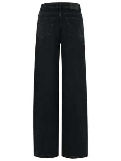 Rotate Birger Christensen Dizie Wide Leg Cotton Blend Trousers In Black