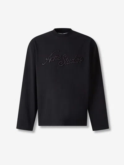 Acne Studios Black Logo Relaxed Fit T-shirt In Black