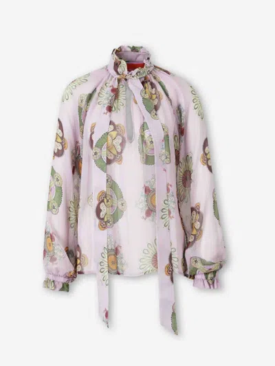 La Doublej Floral-print Blouse In Purple