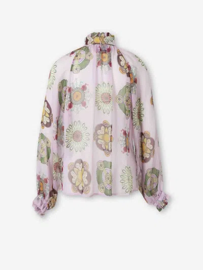 La Doublej Floral-print Blouse In Purple