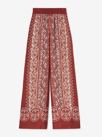 La Doublej La Double J Silk Twill Palazzo Pants With Cobra Pattern In Pink