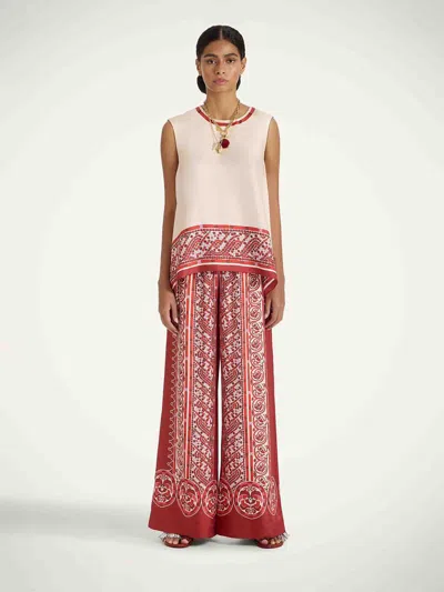 La Doublej La Double J Silk Twill Palazzo Pants With Cobra Pattern In Pink