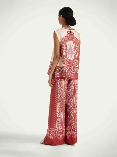 La Doublej La Double J Silk Twill Palazzo Pants With Cobra Pattern In Pink