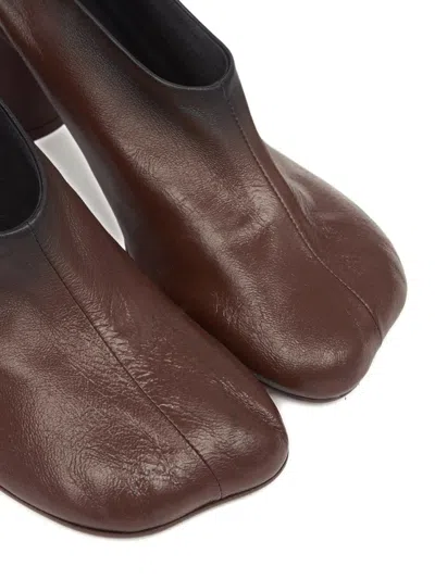 Mm6 Maison Margiela Block Heel Round Toe Anatomic Pumps In Brown