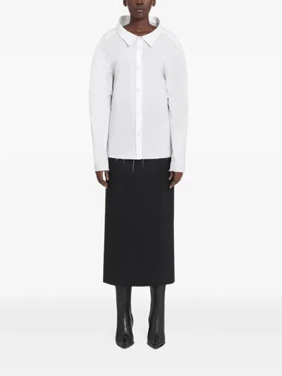 Mm6 Maison Margiela Boxy White Shirt With Avant-garde Extended Panel In White