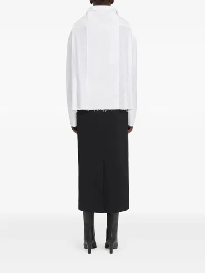 Mm6 Maison Margiela Boxy White Shirt With Avant-garde Extended Panel In White