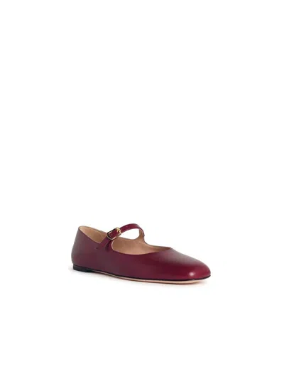 Bally Round Toe Leather Ballet Flats In Red