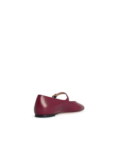 Bally Round Toe Leather Ballet Flats In Red