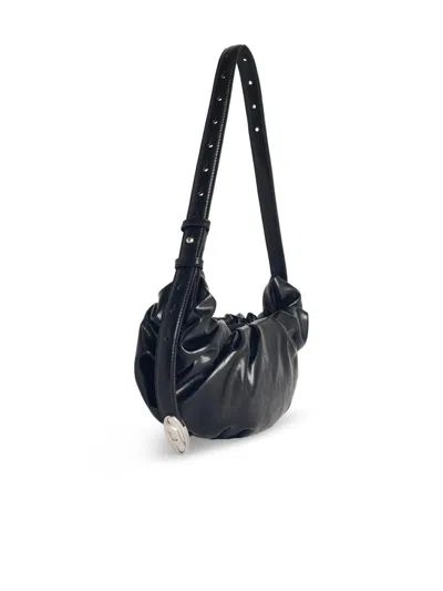 Diesel Grab-d S-small Scrunched Hobo Bag In Shiny Pu In Black