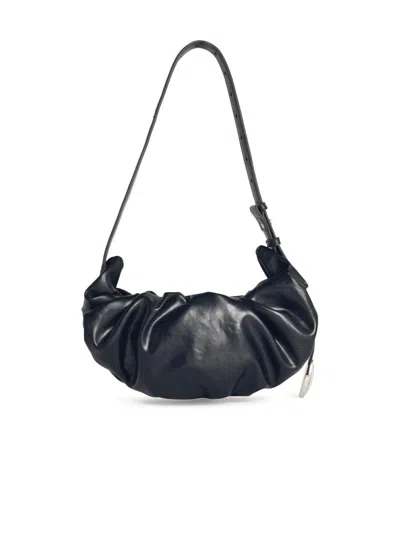 Diesel Grab-d S-small Scrunched Hobo Bag In Shiny Pu In Black