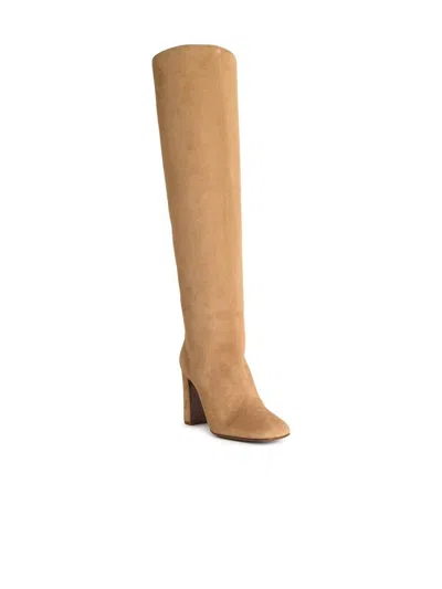 Dolce & Gabbana Knee-high Suede Block Heel Boots In Brown