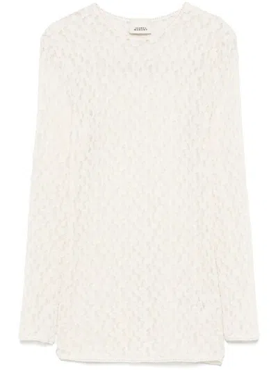 Isabel Marant Gaelle Long-sleeved Stretch Lace Top In Neutral