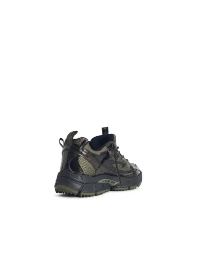 Off-white Technical Fabric Sneakers Featuring Mesh Panels In Green