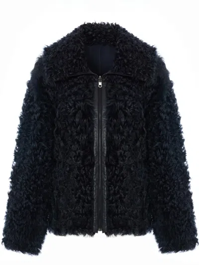 Bigardini Curly-shearling Zip-up Jacket In Black