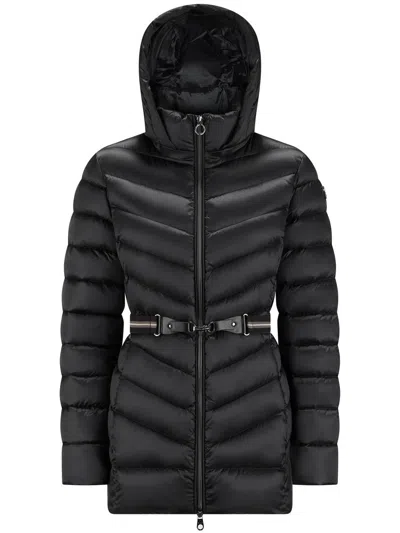Cape Horn Hooded Belted Puffer Jacket In Black