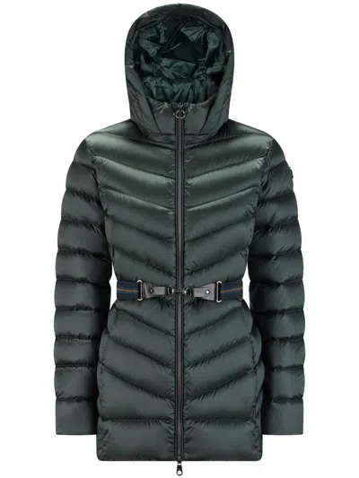 Cape Horn Hooded Belted Jacket In Green