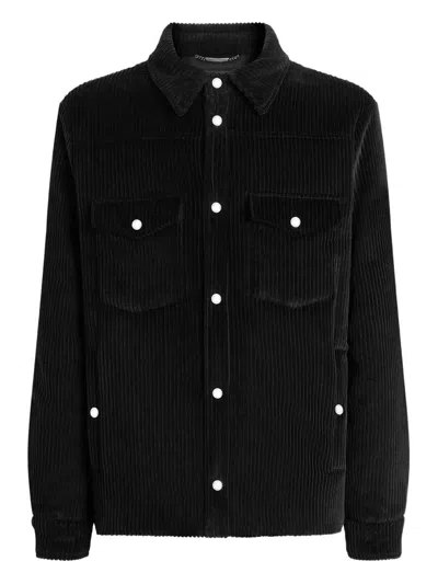 Dolce & Gabbana Padded And Quilted Velvet Shirt Jacket In Black