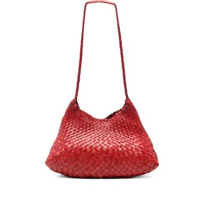 Dragon Diffusion Santa Rosa Braided Leather Shoulder Bag In Red