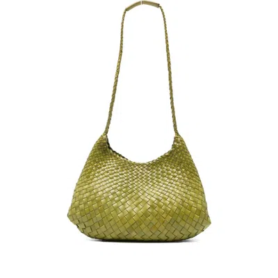 Dragon Diffusion Woven Leather Shoulder Bag In Green