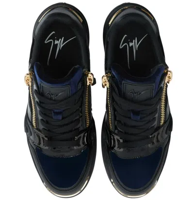 Giuseppe Zanotti Low Top Sneakers With Round Toe And Gold Accents In Black