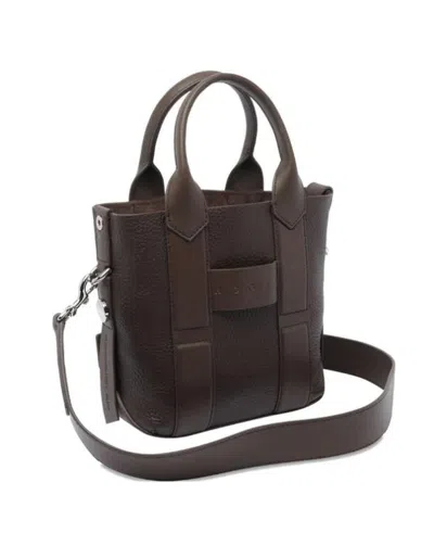 Hogan Small Script Leather Handbag In Brown