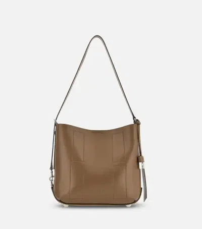 Hogan Shopper Shoulder Bag Top Handle In Brown