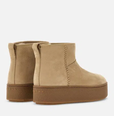 Hogan Beige Suede Ankle Boots In Brown