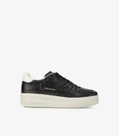 Premiata Stylish Low Top Sneakers With Platform Sole In Black