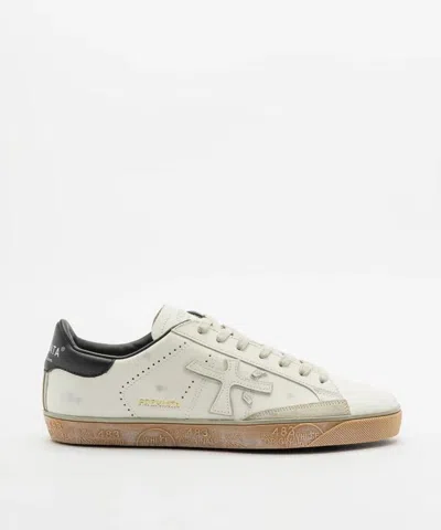 Premiata Perforated-detail Leather Sneakers In White