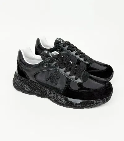 Premiata Casual Low Top Sneakers With Fabric Upper In Black