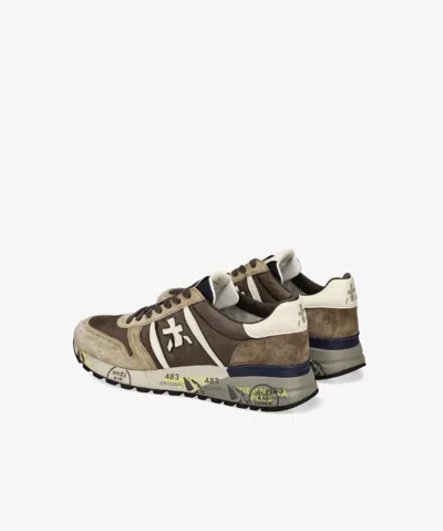 Premiata Lander Cross-detail Suede Sneakers In Brown