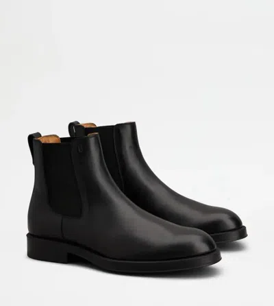 Tod's Man Ankle Boots Black Size 7.5 Soft Leather In Black