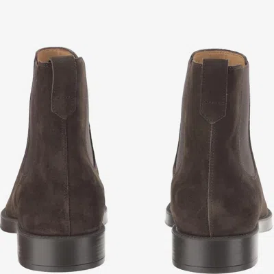 Tod's Round Toe Suede Chelsea Boots With Elastic Side Panels In Brown